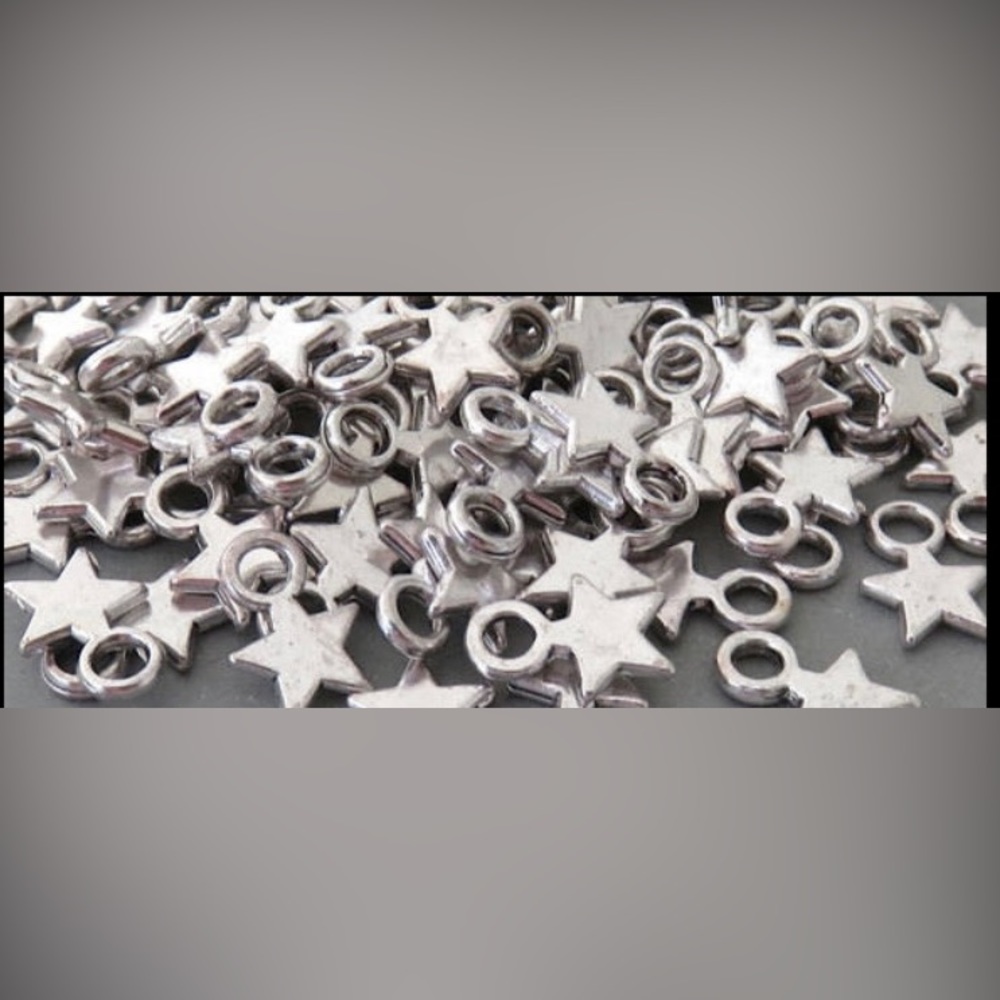 6 PCS Antiqued Silver Star Charms - Double Sided Tiny Star Constellation Sky